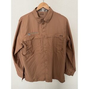 GameGuard Men's Large Outdoors Dark Tan Long Sleeve Vented Stretch Shirt RN11686